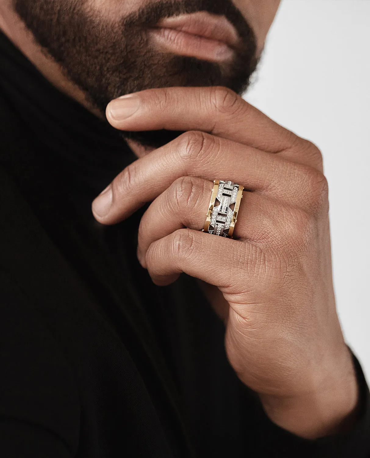 Ready to Ship - BRIGGS 14k Two-Tone Gold Ring with 1.00ct Diamonds - Wide Version