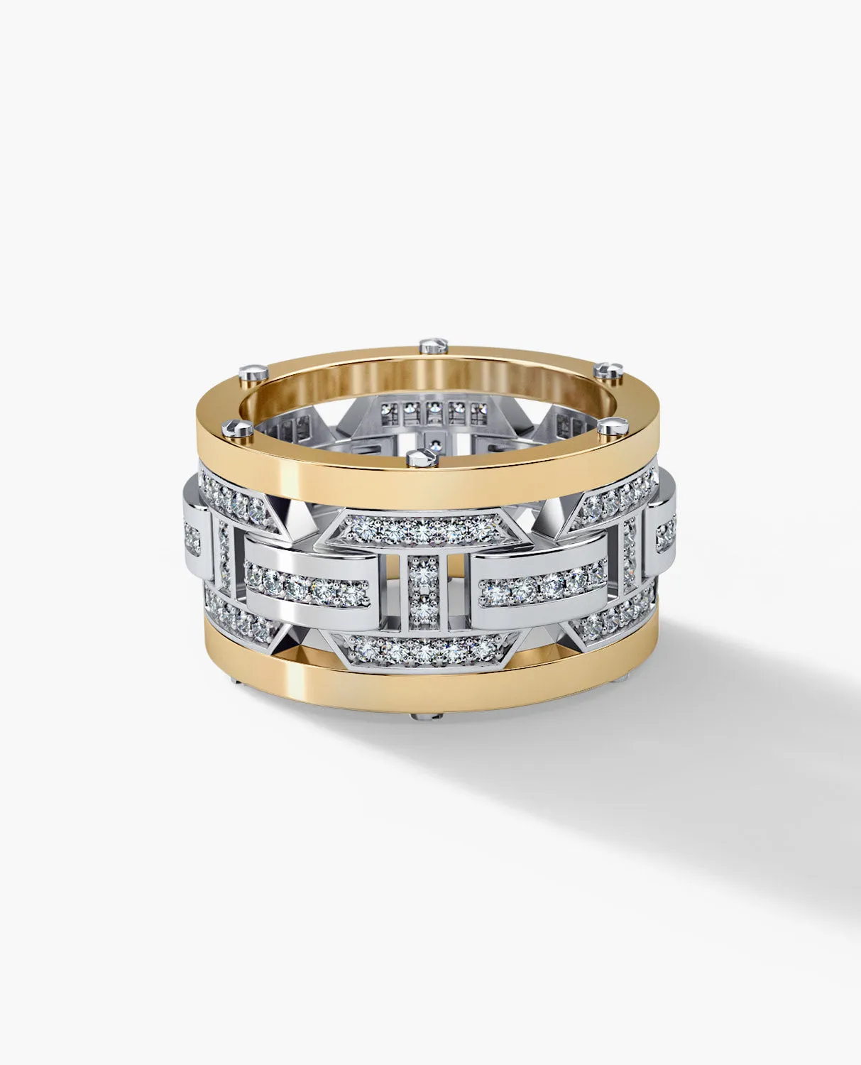 Ready to Ship - BRIGGS 14k Two-Tone Gold Ring with 1.00ct Diamonds - Wide Version
