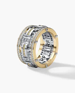 Ready to Ship - BRIGGS 18k Two-Tone Gold Ring with 2.10ct White and Yellow Diamonds