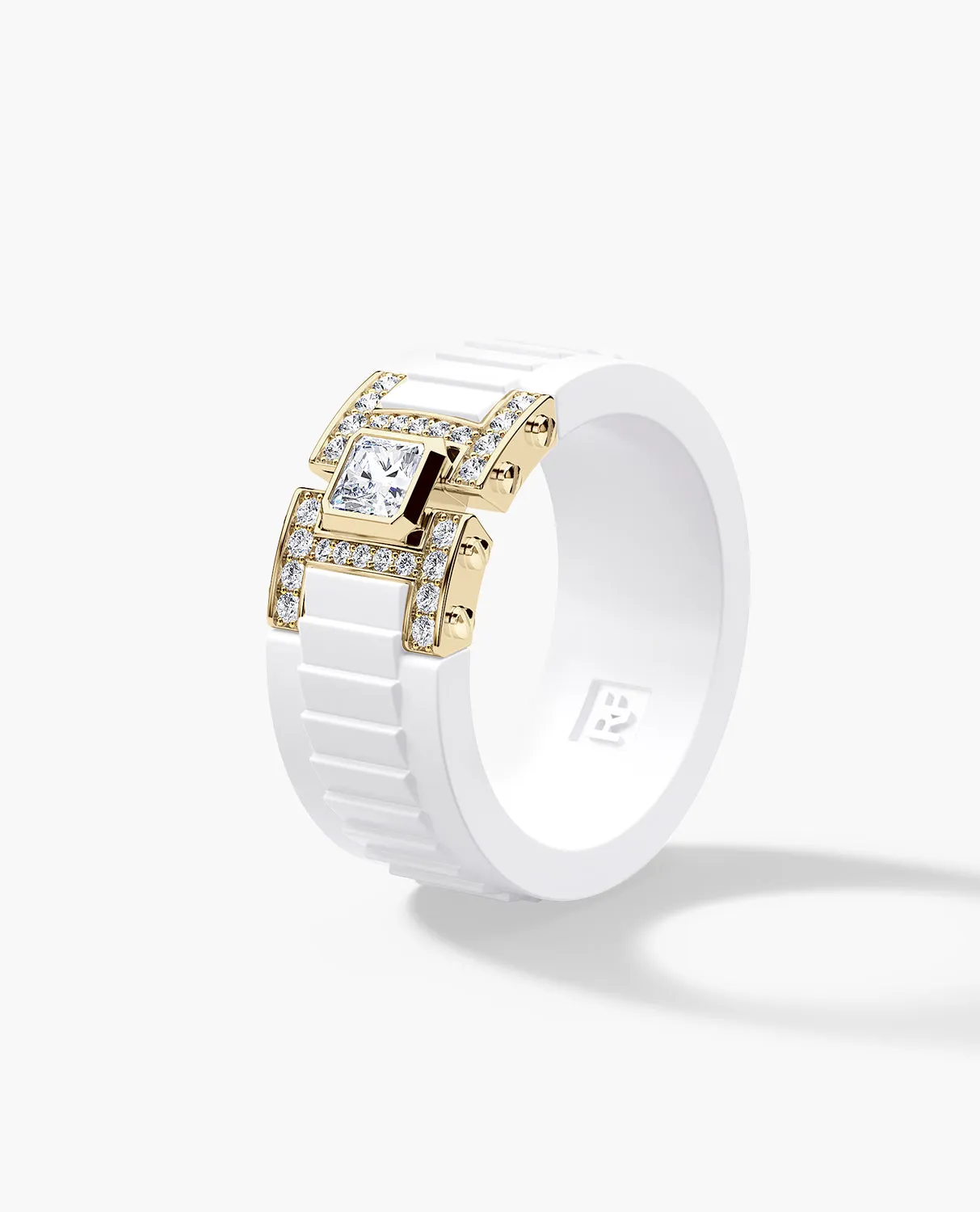 Ready to Ship - LA PAZ Atomic Silicone & 14k Yellow Gold Ring with 0.50ct Diamonds