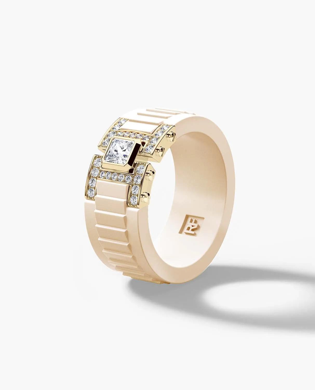 Ready to Ship - LA PAZ Atomic Silicone & 14k Yellow Gold Ring with 0.50ct Diamonds