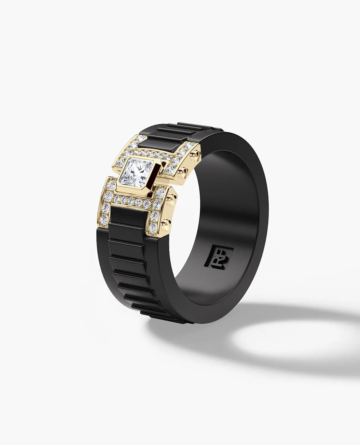 Ready to Ship - LA PAZ Atomic Silicone & 14k Yellow Gold Ring with 0.50ct Diamonds