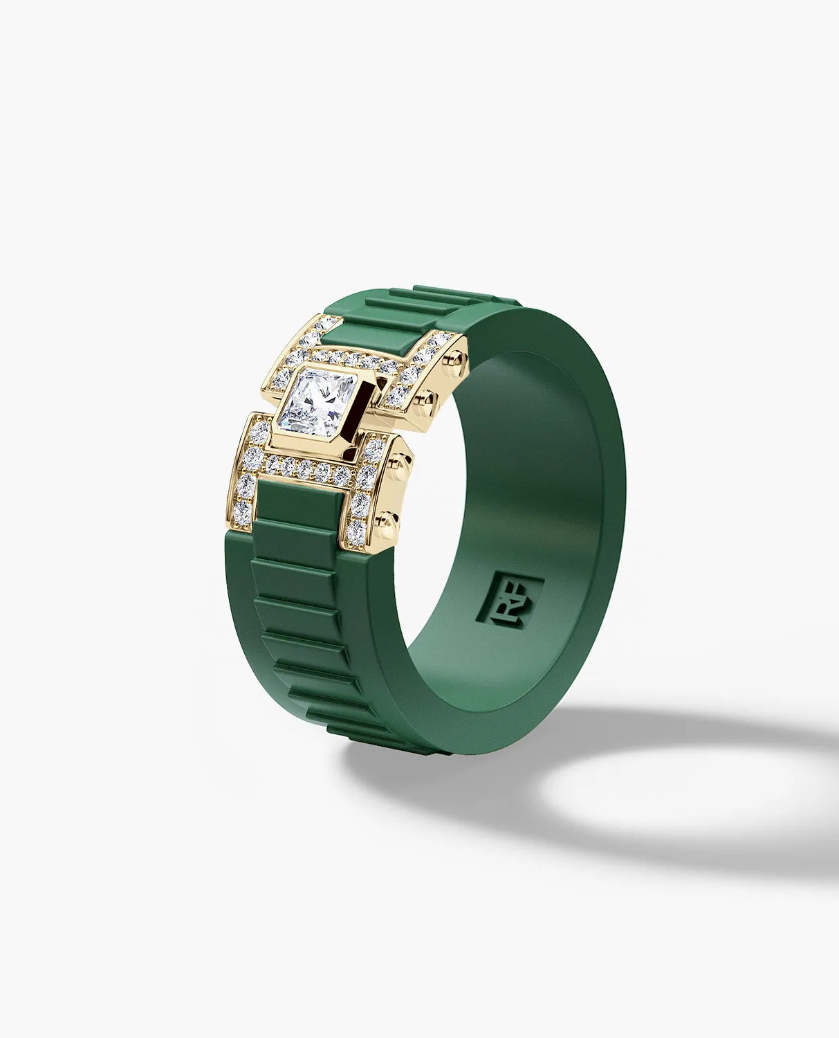 Ready to Ship - LA PAZ Atomic Silicone & 14k Yellow Gold Ring with 0.50ct Diamonds