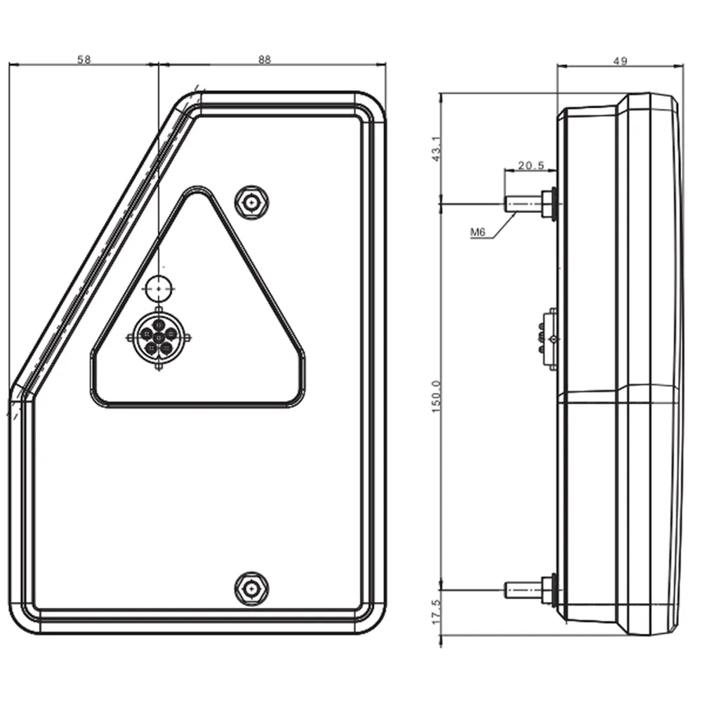 Rear 12v Trailer Lamp / 6 Function