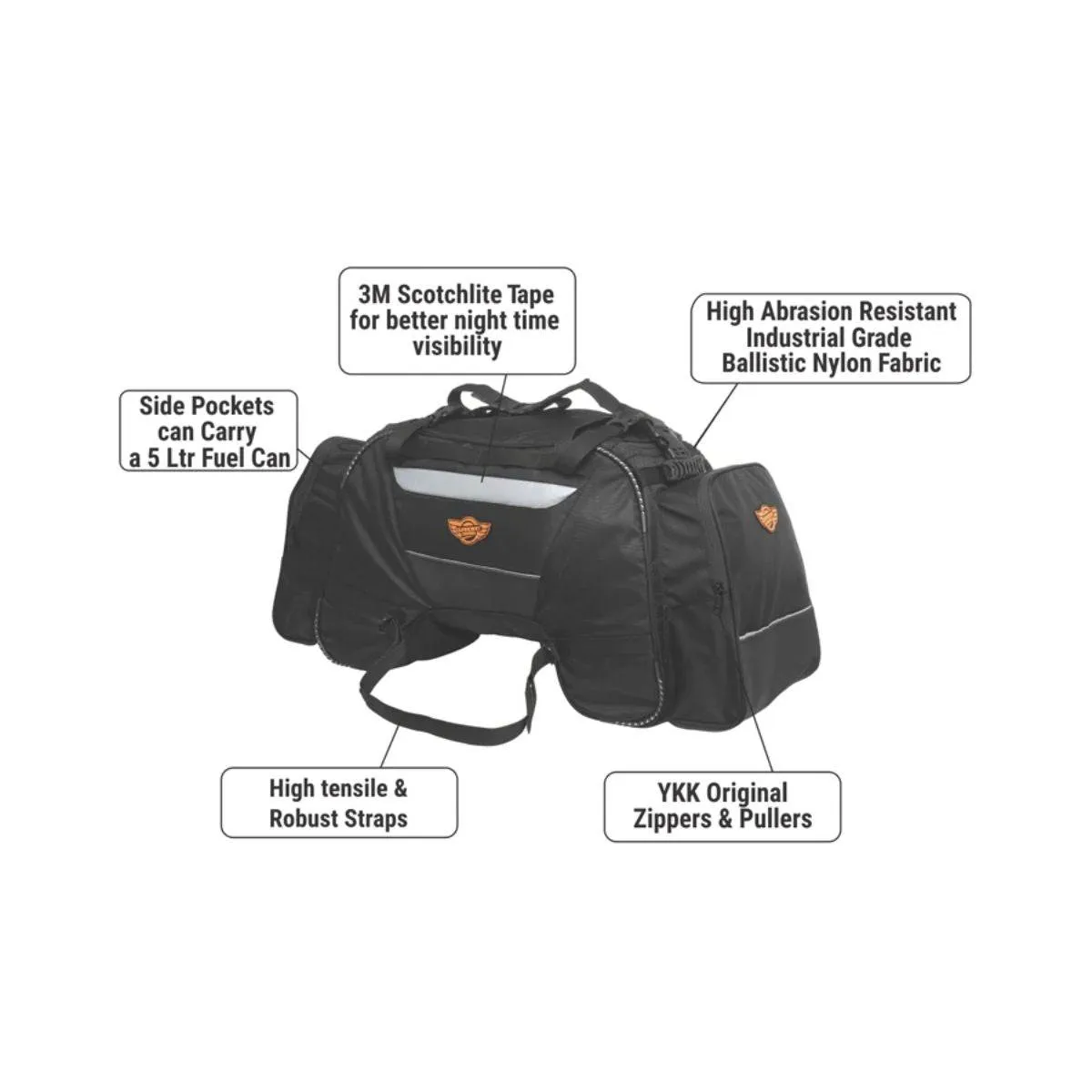 Rhino 70L Tail Bag with Rain Cover and Dry Bag - Black