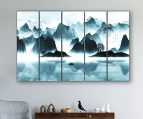 SAF paintings Set of 5 nature scenery modern art 6MM MDF large Premium Panel wall painting 24 Inch x 40 Inch SANFLL35147