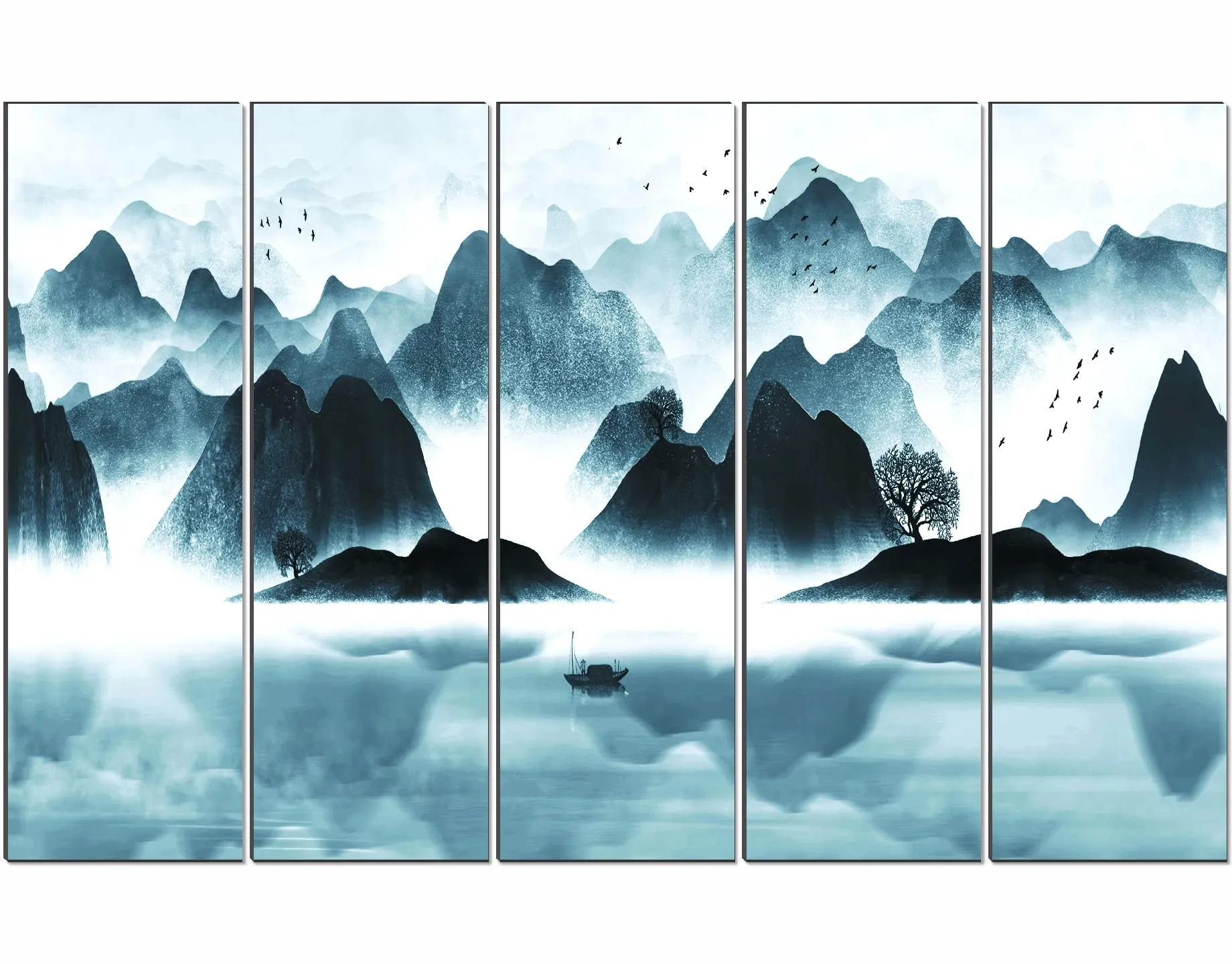 SAF paintings Set of 5 nature scenery modern art 6MM MDF large Premium Panel wall painting 24 Inch x 40 Inch SANFLL35147