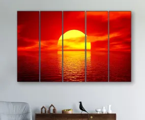 SAF paintings Set of 5 Sunrise landscape modern art 6MM MDF large Premium Panel wall painting 24 Inch x 40 Inch SANFLL35077