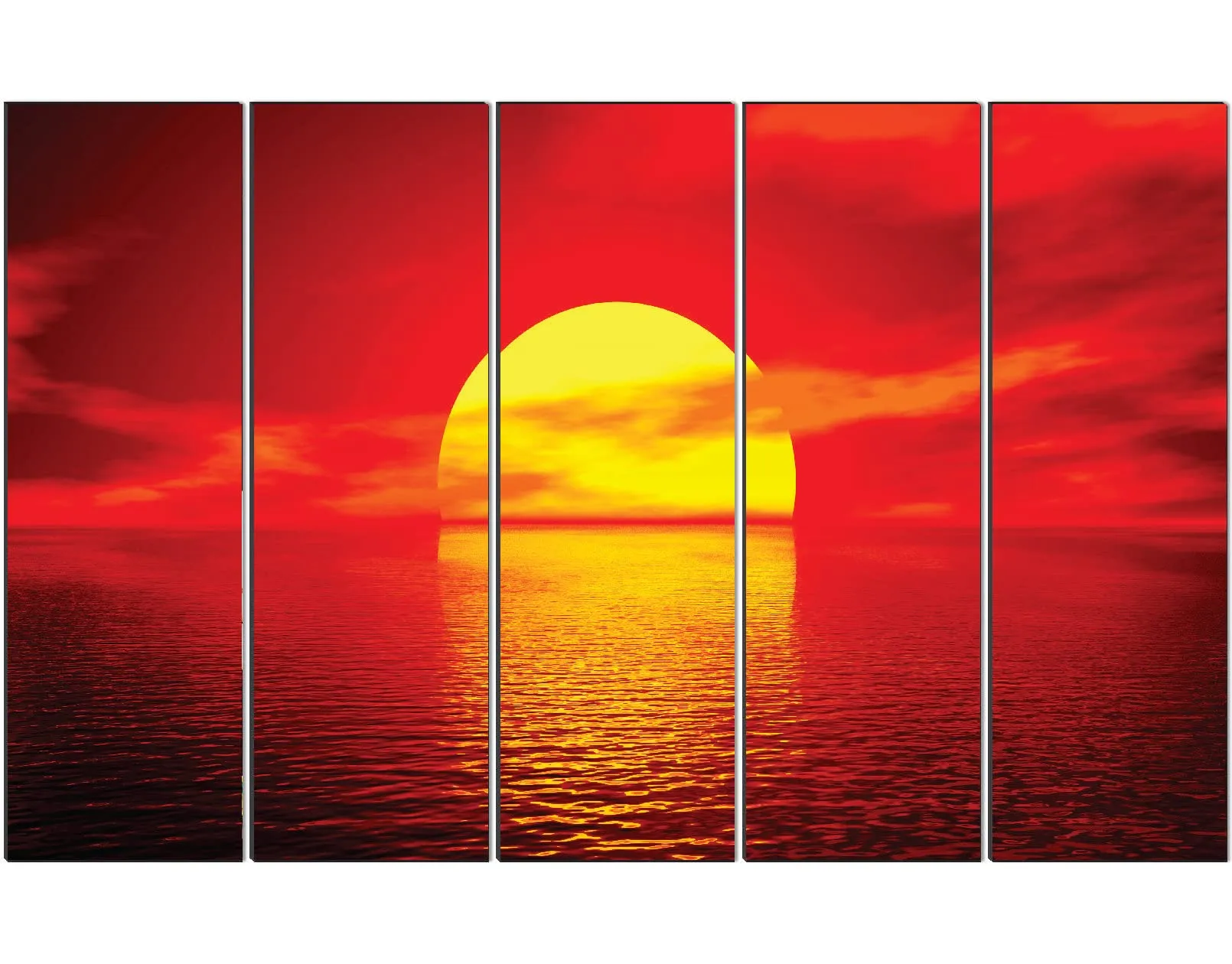 SAF paintings Set of 5 Sunrise landscape modern art 6MM MDF large Premium Panel wall painting 24 Inch x 40 Inch SANFLL35077