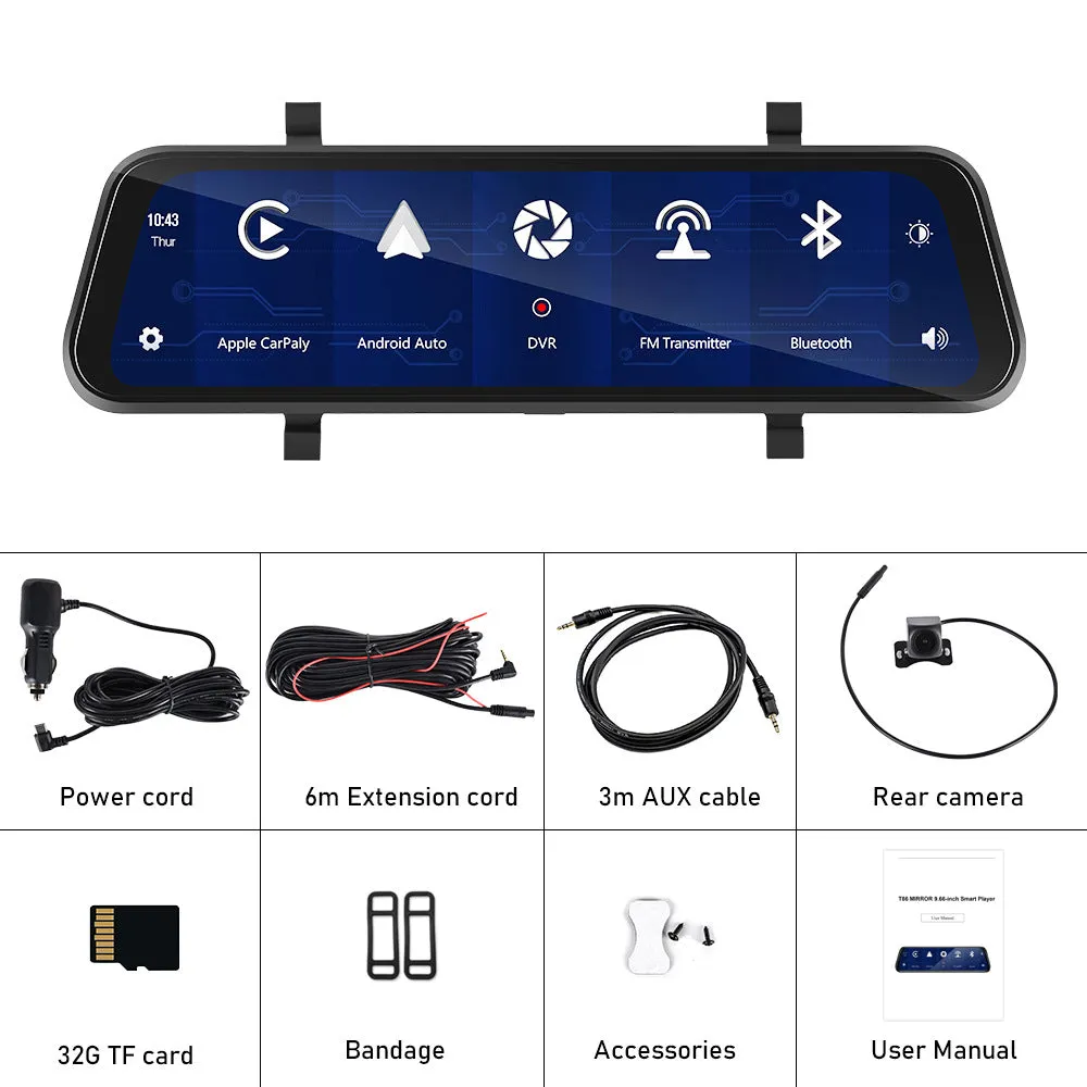 Specification Size: 9.66inch with 32GB memory, style: Car Charger