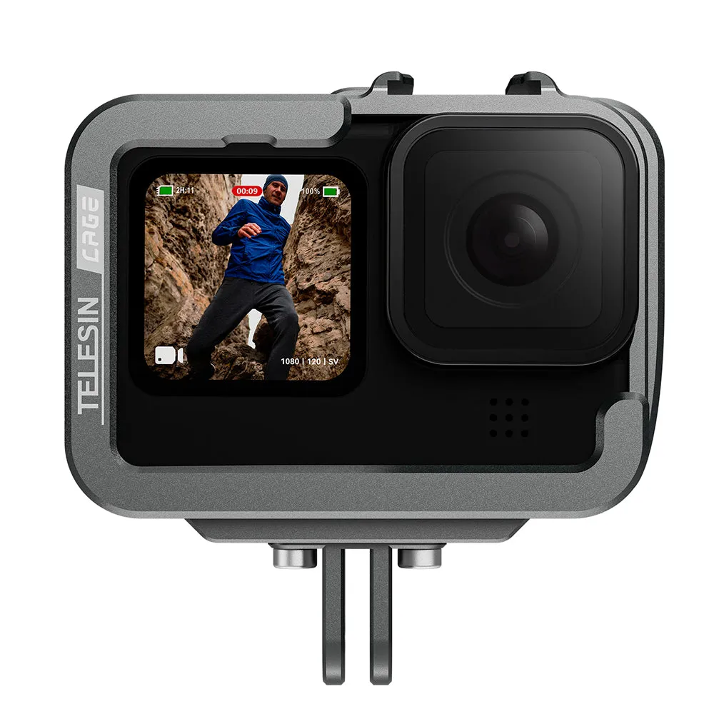 TELESIN Metal Cage Vertical Frame for GoPro 12/11/10/9
