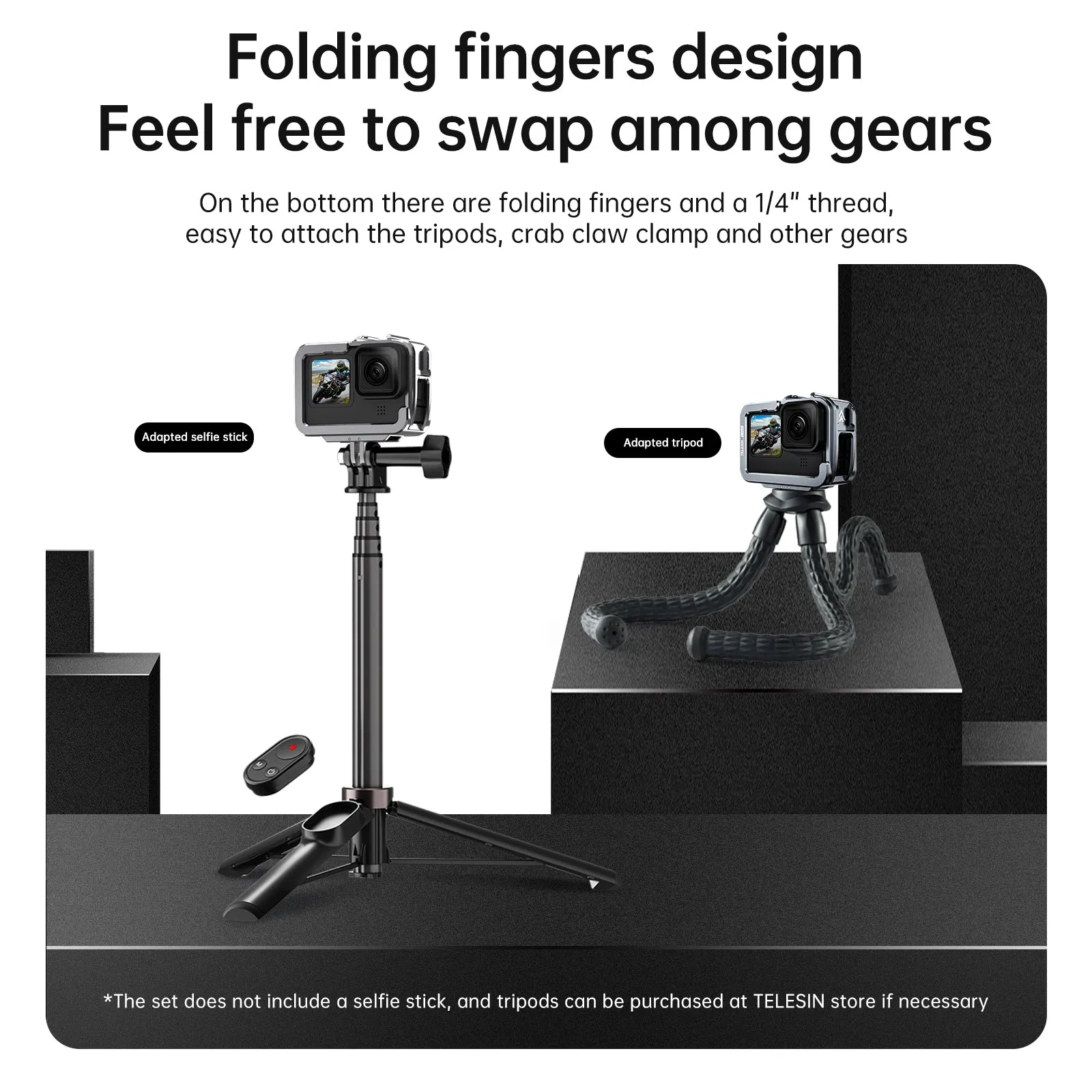 TELESIN Metal Cage Vertical Frame for GoPro 12/11/10/9
