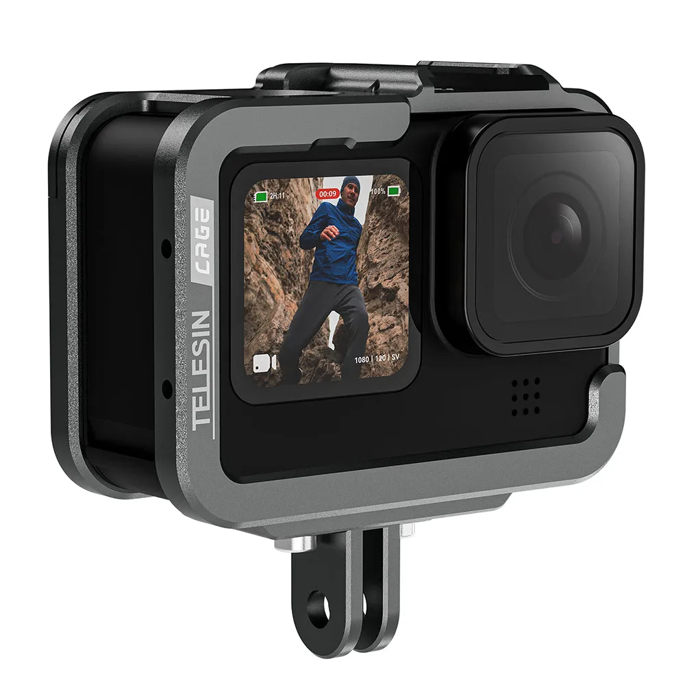 TELESIN Metal Cage Vertical Frame for GoPro 12/11/10/9