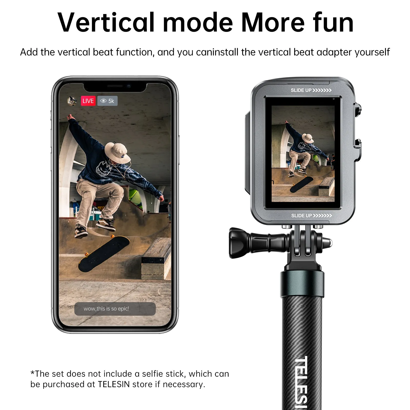 TELESIN Metal Cage Vertical Frame for GoPro 12/11/10/9