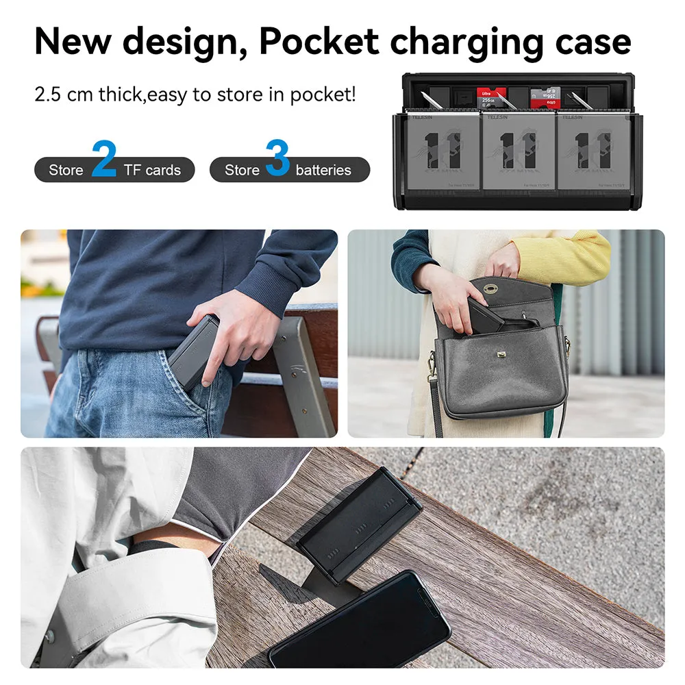 TELESIN Pocket Multifunctional Storage Charging Box for GoPro 9/10/11/12
