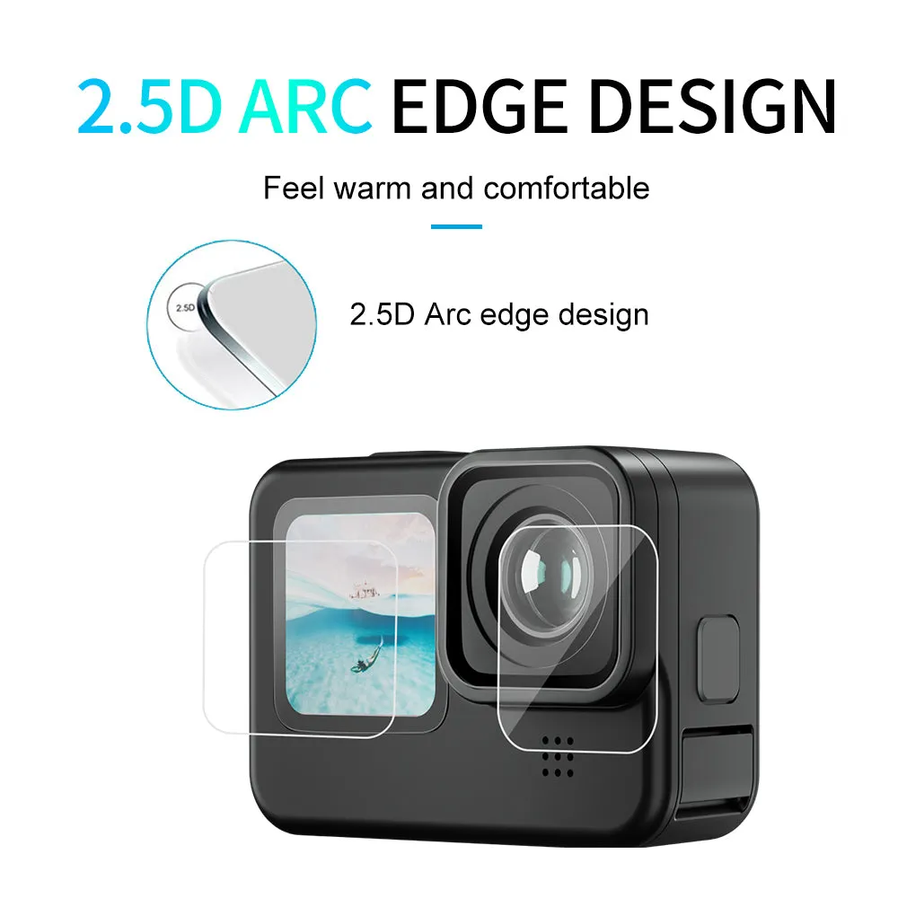 TELESIN Tempered Glass Screen & Lens Protective Film Cover for GoPro 12/11/10/9