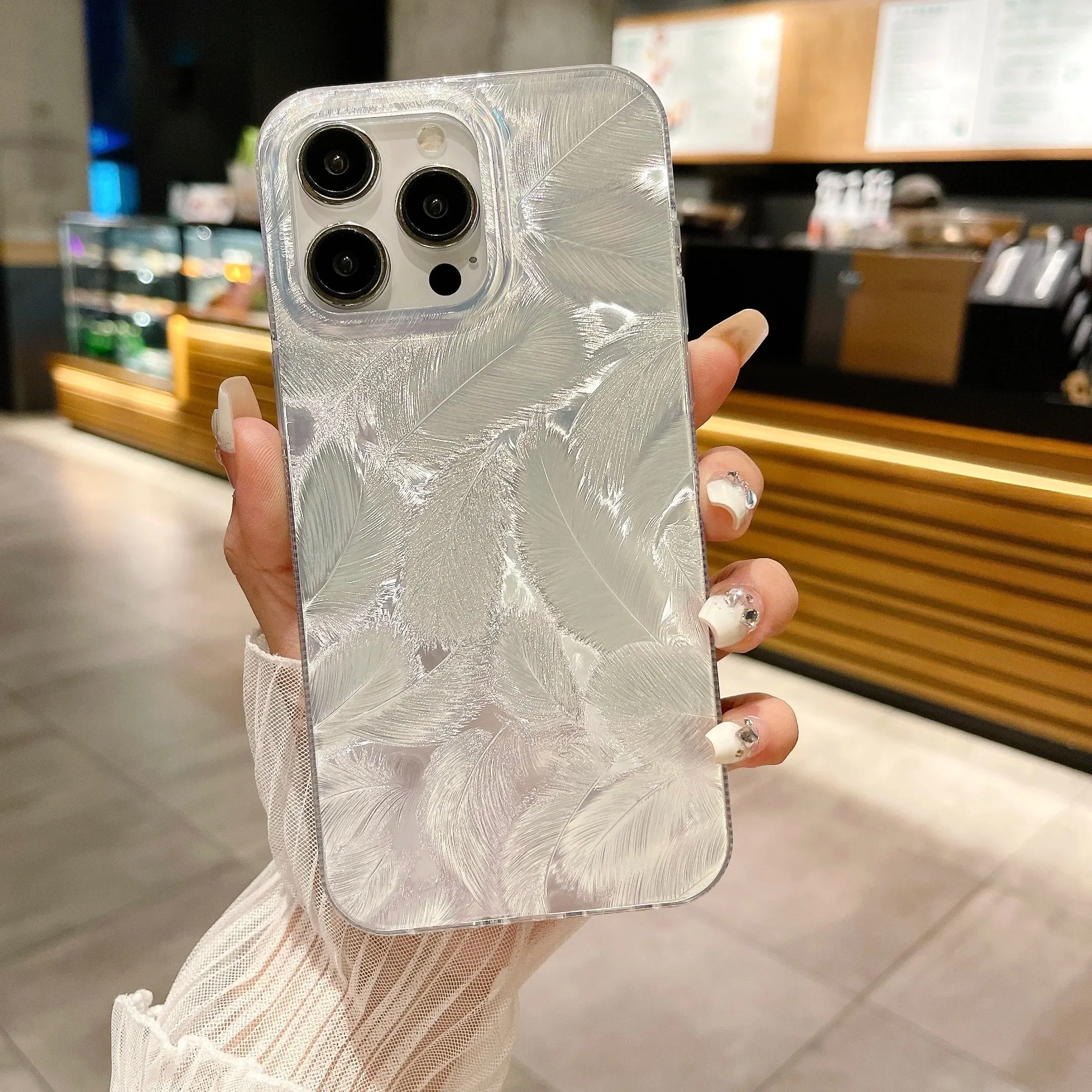 Uakiss Luxury Laser Silver Gradient Phone Case For iPhone 15 13 11 12 14 Pro Max 15 7 8 Plus XR X XS Camera Protective Shockproof Cover