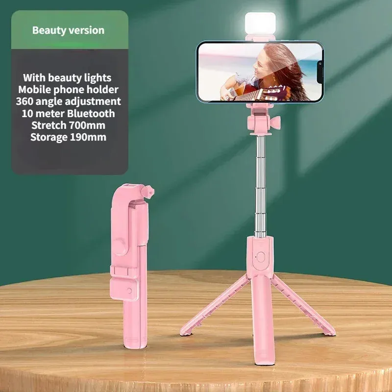 Wireless Selfie Stick Tripod with Light, Bluetooth Remote for iPhone, TikTok Live Streaming