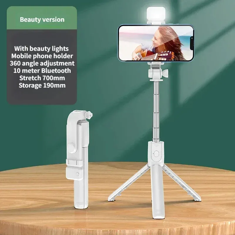 Wireless Selfie Stick Tripod with Light, Bluetooth Remote for iPhone, TikTok Live Streaming
