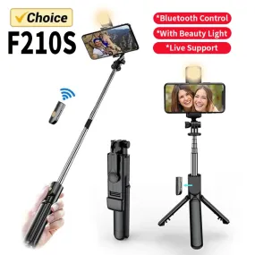 Wireless Selfie Stick Tripod with Light, Bluetooth Remote for iPhone, TikTok Live Streaming