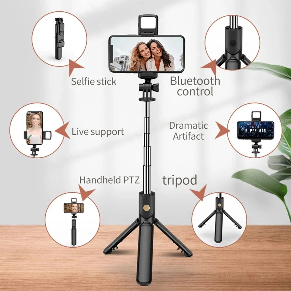 Wireless Selfie Stick Tripod with Light, Bluetooth Remote for iPhone, TikTok Live Streaming