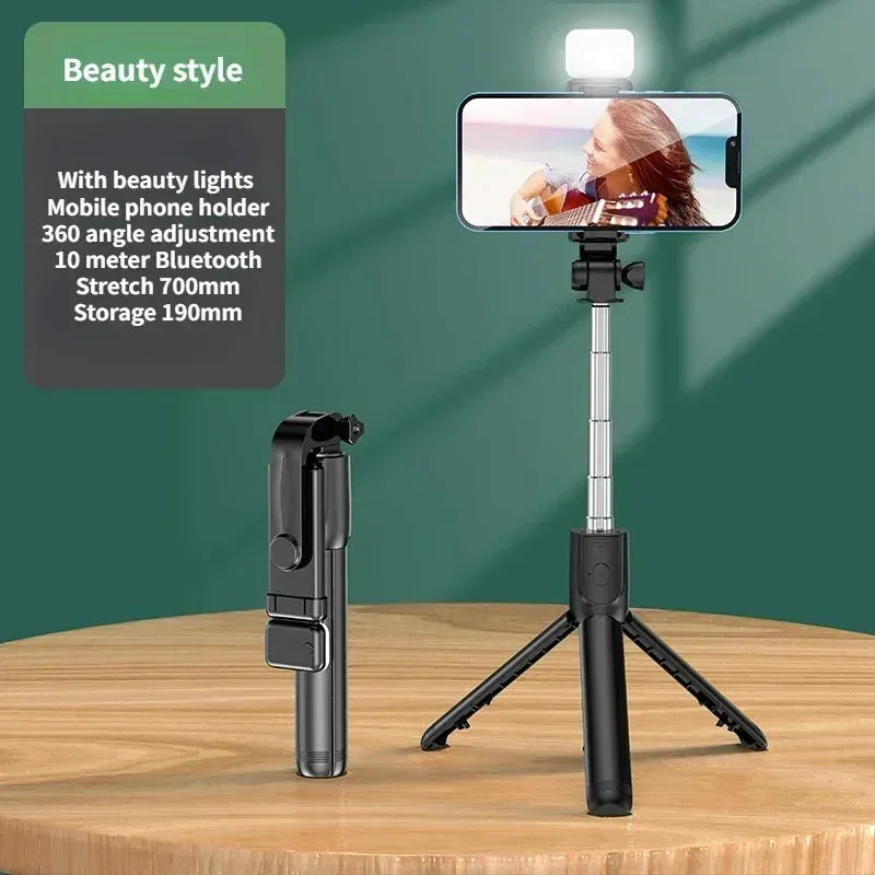 Wireless Selfie Stick Tripod with Light, Bluetooth Remote for iPhone, TikTok Live Streaming