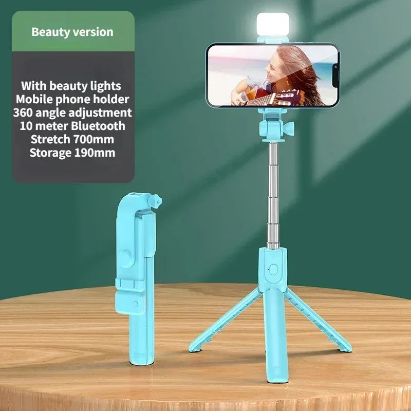 Wireless Selfie Stick Tripod with Light, Bluetooth Remote for iPhone, TikTok Live Streaming
