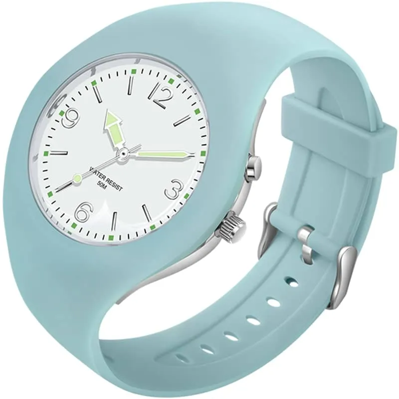 Women's Sport Watch LED Light Analogue Quartz 5ATM Waterproof Outdoor Watch with Silicone Strap