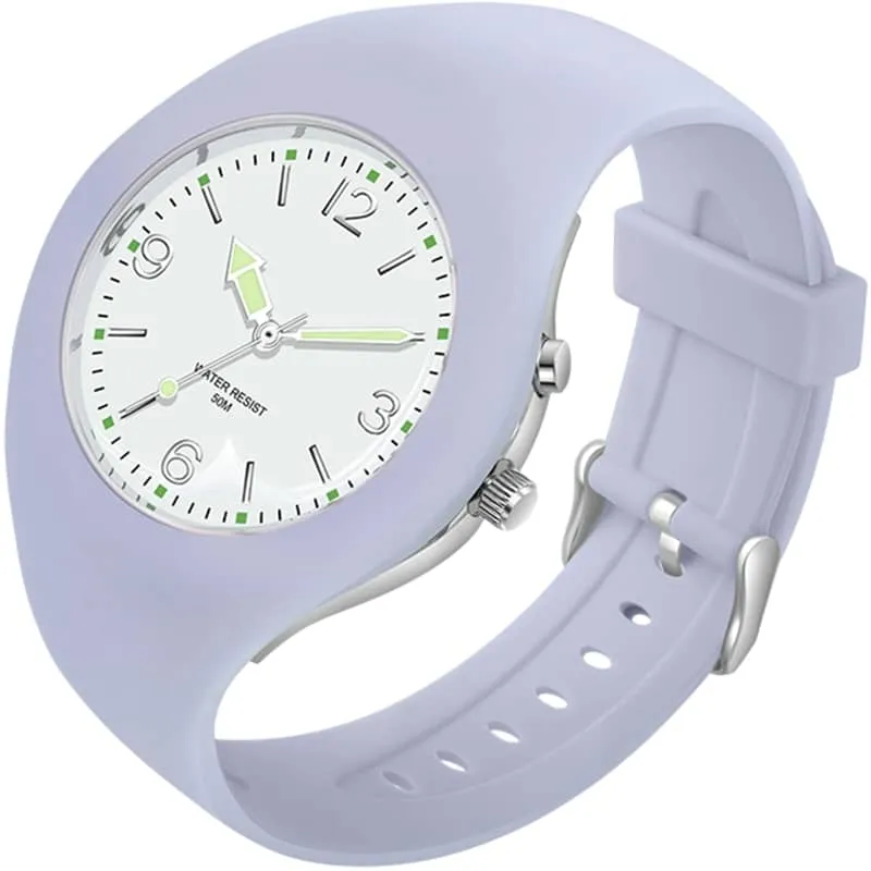 Women's Sport Watch LED Light Analogue Quartz 5ATM Waterproof Outdoor Watch with Silicone Strap
