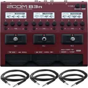 Zoom B3n Multi-Effects Processor for Bassists with Pig Hog Cable Accessory Kit